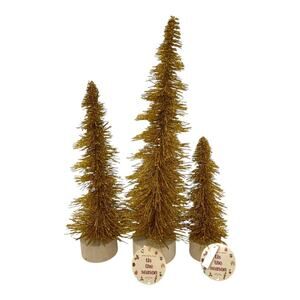 Tis The Season Gold Glitter Bristle Brush Christmas Holiday Set of 3 NWT